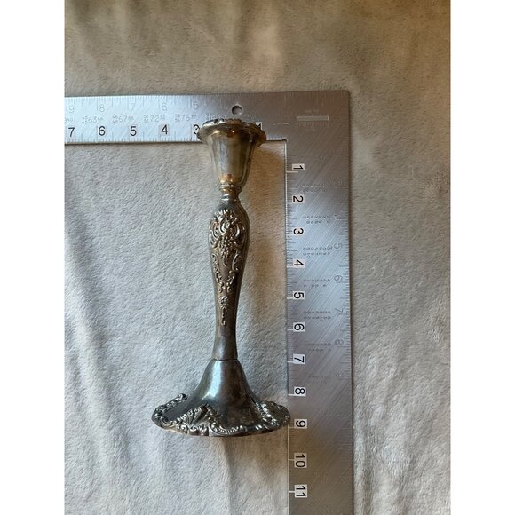 Vintage Godinger Ornate Silver-Plated Candle Holder Intricate Floral Details - Picture 10 of 12